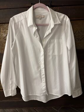 LOFT White Long-Sleeve Button Front Shirt